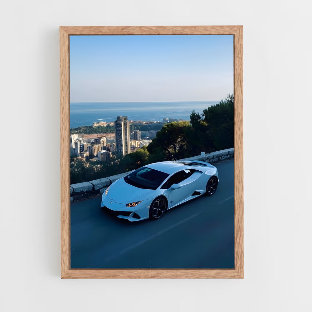 Poster Huracan Blanc – affiche Lamborghini (vue 4)